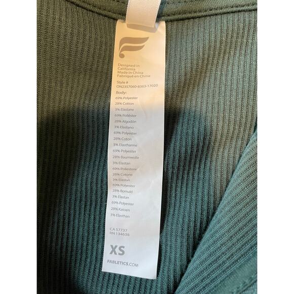 Fabletics Cozy Cord Zip Jumpsuit Plush Sz XS Green Pockets Loungewear Athleisure - Picture 8 of 14